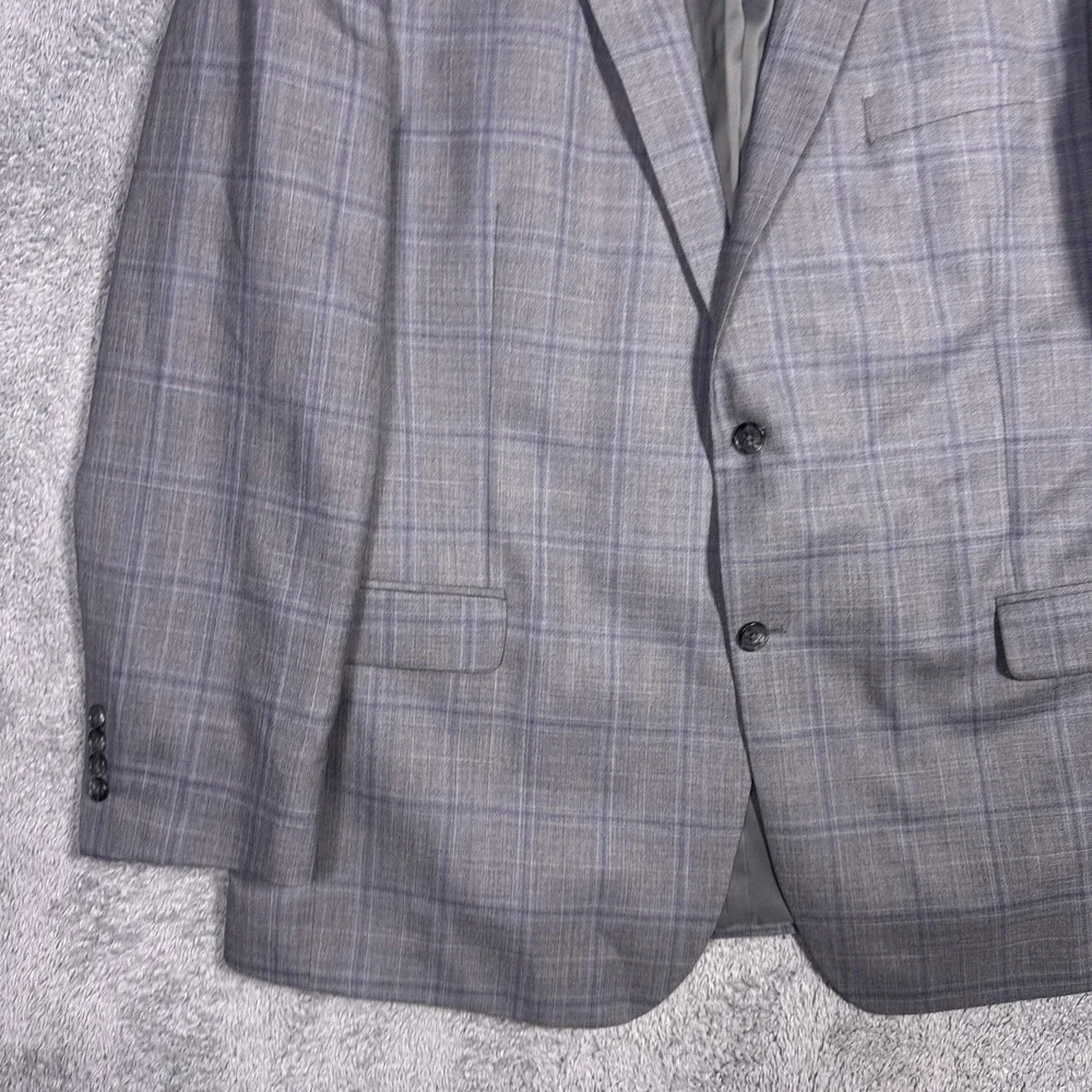 Jos A Bank Sport Coat Mens 48L Windowpane Traveler Blazer Wool Suit Jacket